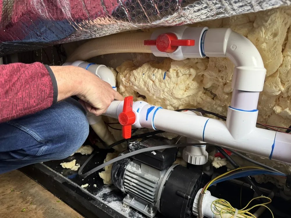 Hot tub servicing in progress