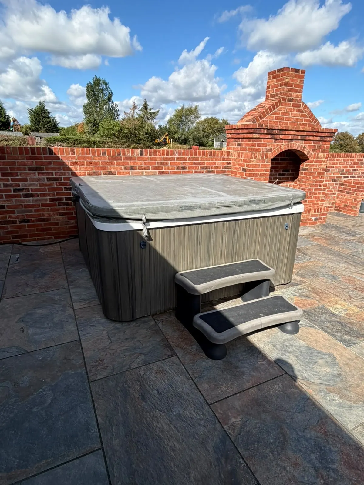 Old waterlogged hot tub cover before replacement