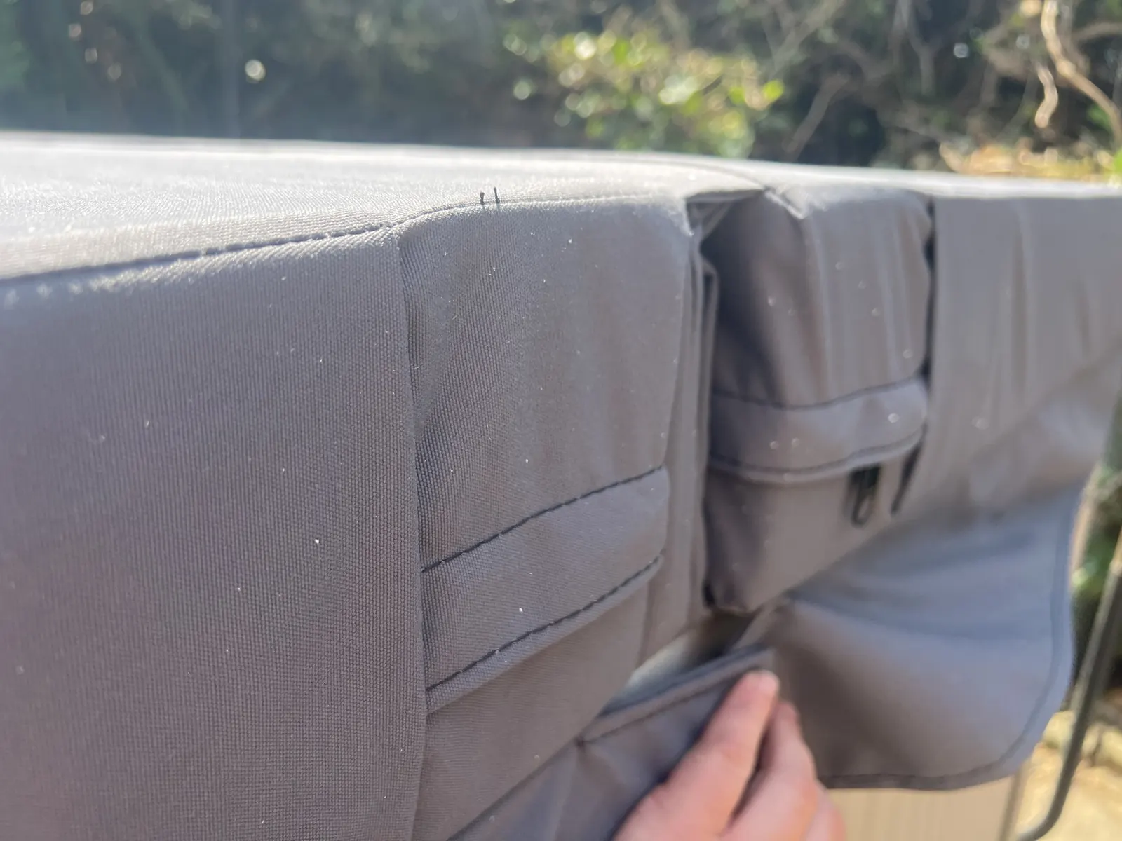 Made-to-measure hot tub cover fitted to a hot tub in a Lincolnshire garden